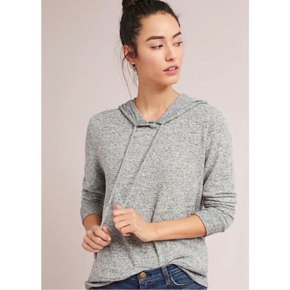 Anthropologie Saturday/ Sunday grey lightweight hooded sweater - Picture 2 of 3